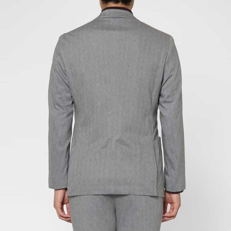 BARNEYS NEW YORK セットアップ ヘリンボーン柄ダブルブレストデニムジャケット LIGHT GRAY