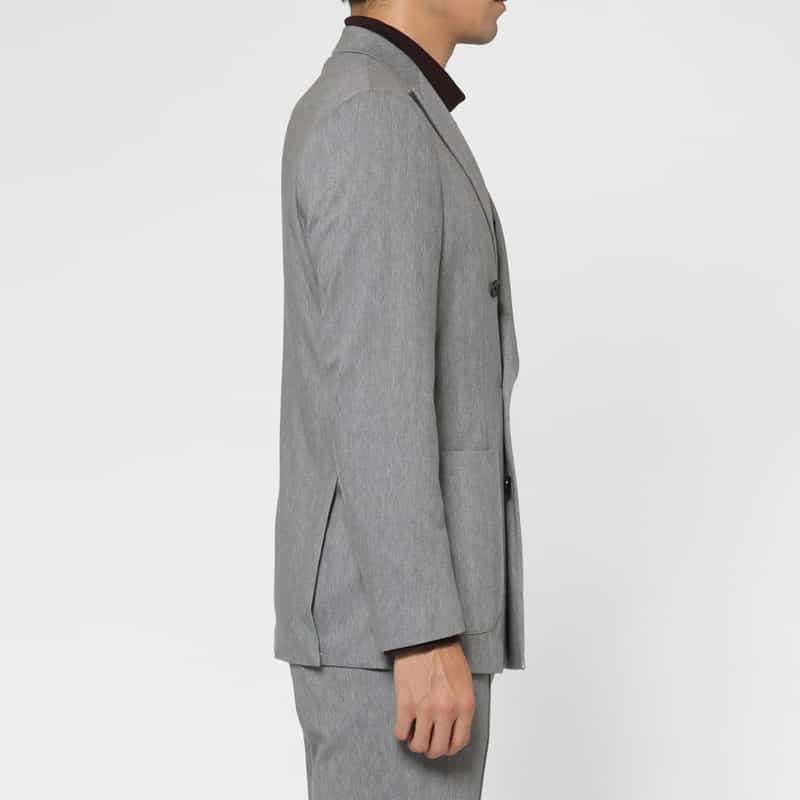 BARNEYS NEW YORK セットアップ ヘリンボーン柄ダブルブレストデニムジャケット LIGHT GRAY