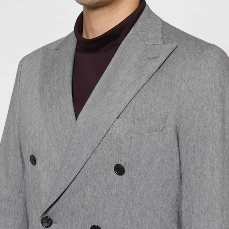 BARNEYS NEW YORK セットアップ ヘリンボーン柄ダブルブレストデニムジャケット LIGHT GRAY