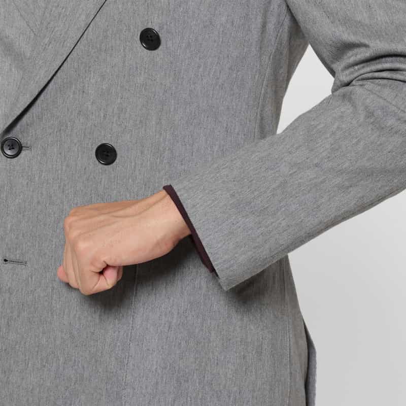 BARNEYS NEW YORK セットアップ ヘリンボーン柄ダブルブレストデニムジャケット LIGHT GRAY