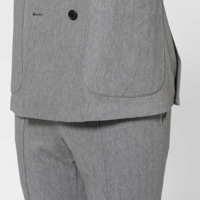 BARNEYS NEW YORK セットアップ ヘリンボーン柄ダブルブレストデニムジャケット LIGHT GRAY