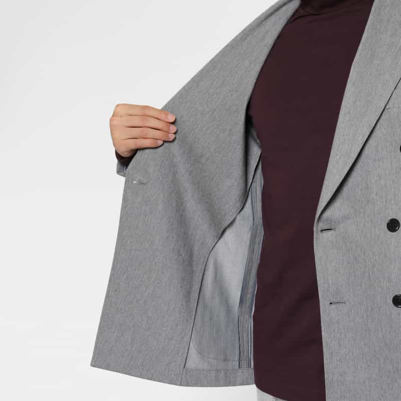 BARNEYS NEW YORK セットアップ ヘリンボーン柄ダブルブレストデニムジャケット LIGHT GRAY