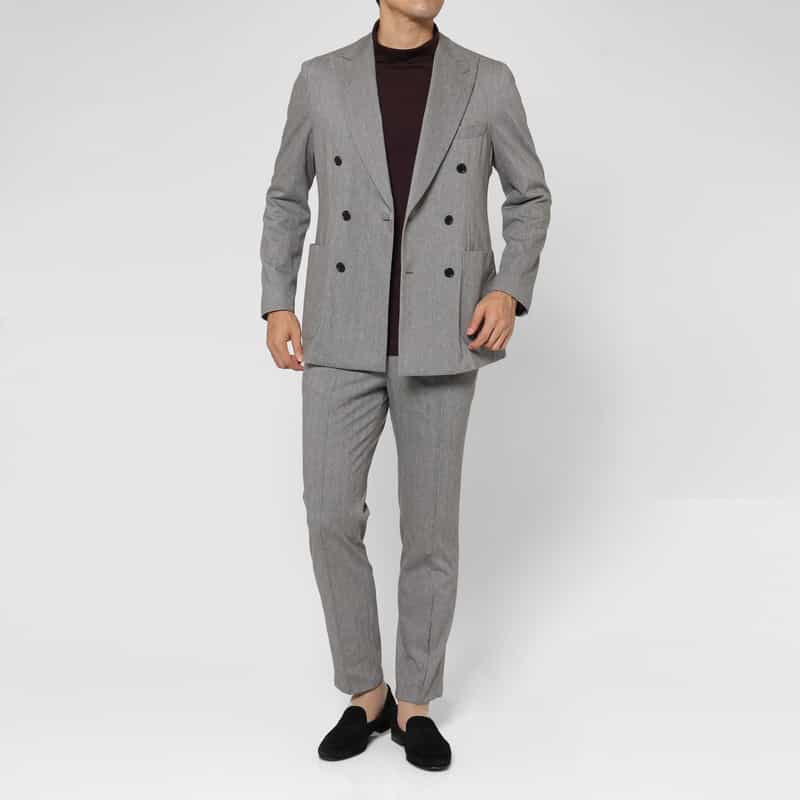 BARNEYS NEW YORK セットアップ ヘリンボーン柄デニムパンツ LIGHT GRAY