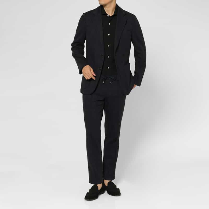 BARNEYS NEW YORK セットアップ グレンチェック柄ジャージージャケット NAVY