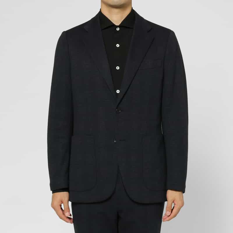BARNEYS NEW YORK セットアップ グレンチェック柄ジャージージャケット NAVY