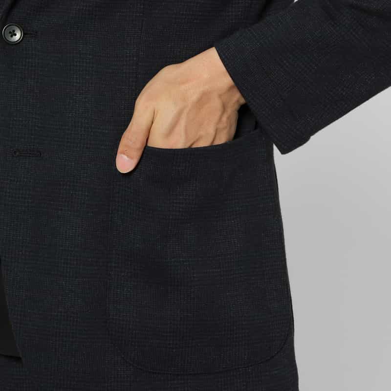BARNEYS NEW YORK セットアップ グレンチェック柄ジャージージャケット NAVY