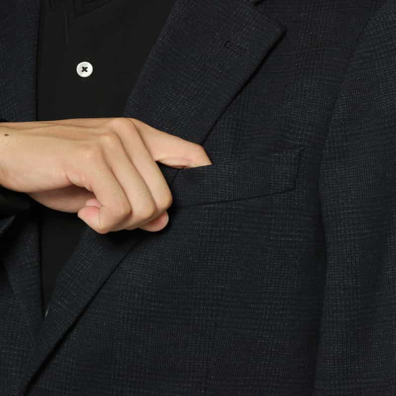 BARNEYS NEW YORK セットアップ グレンチェック柄ジャージージャケット NAVY