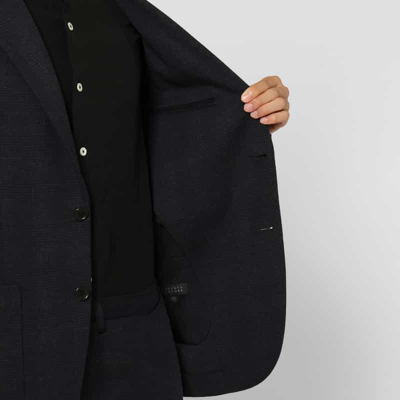 BARNEYS NEW YORK セットアップ グレンチェック柄ジャージージャケット NAVY