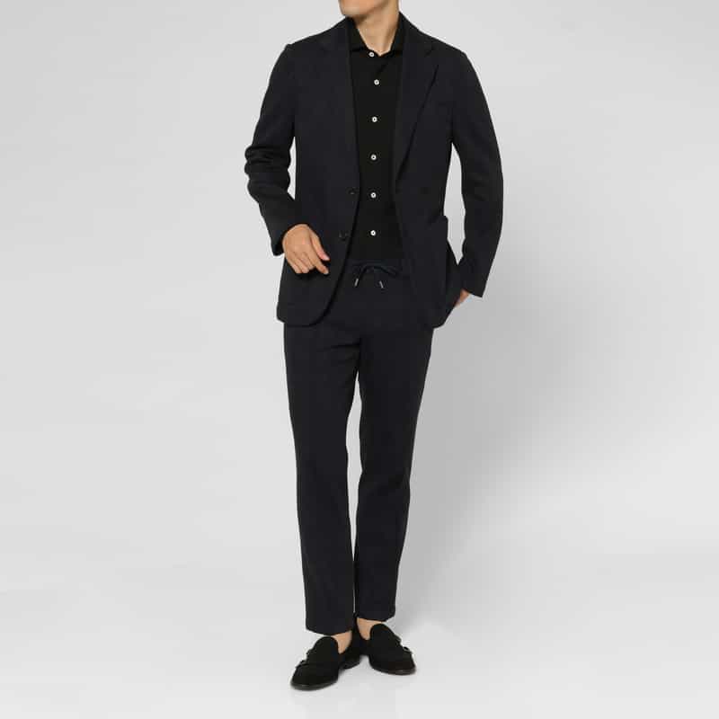 BARNEYS NEW YORK セットアップ グレンチェック柄ジャージーパンツ NAVY