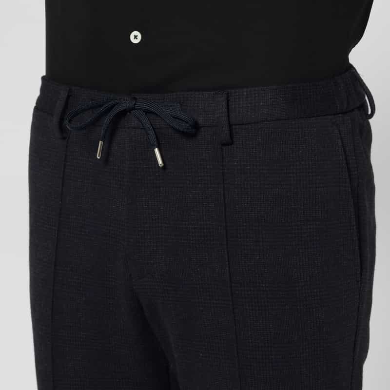 BARNEYS NEW YORK セットアップ グレンチェック柄ジャージーパンツ NAVY