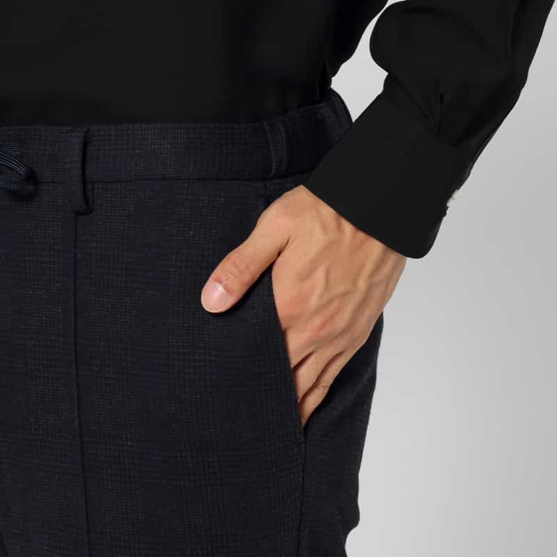 BARNEYS NEW YORK セットアップ グレンチェック柄ジャージーパンツ NAVY