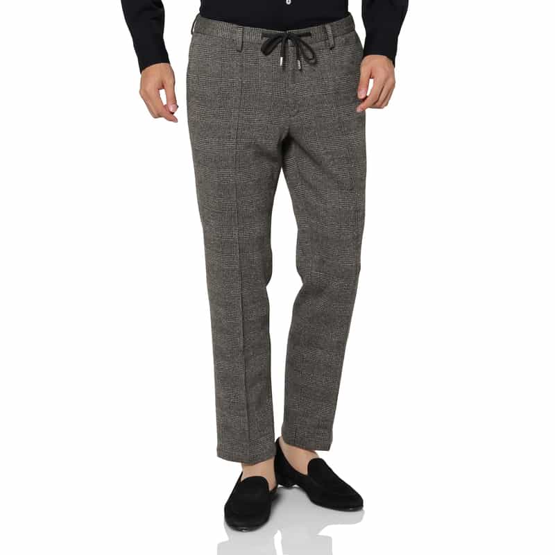BARNEYS NEW YORK セットアップ グレンチェック柄ジャージーパンツ GRAY