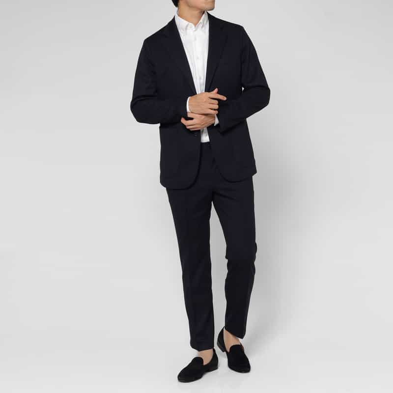 BARNEYS NEW YORK セットアップ フランネルニット素材シングルジャケット NAVY