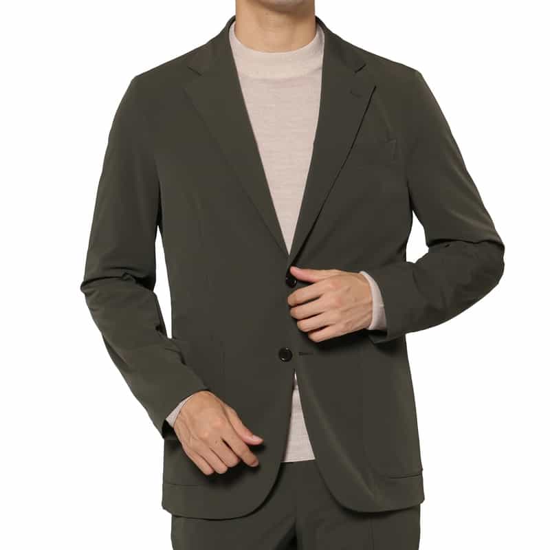 BARNEYS NEW YORK セットアップ ストレッチ素材シングルジャケット KHAKI