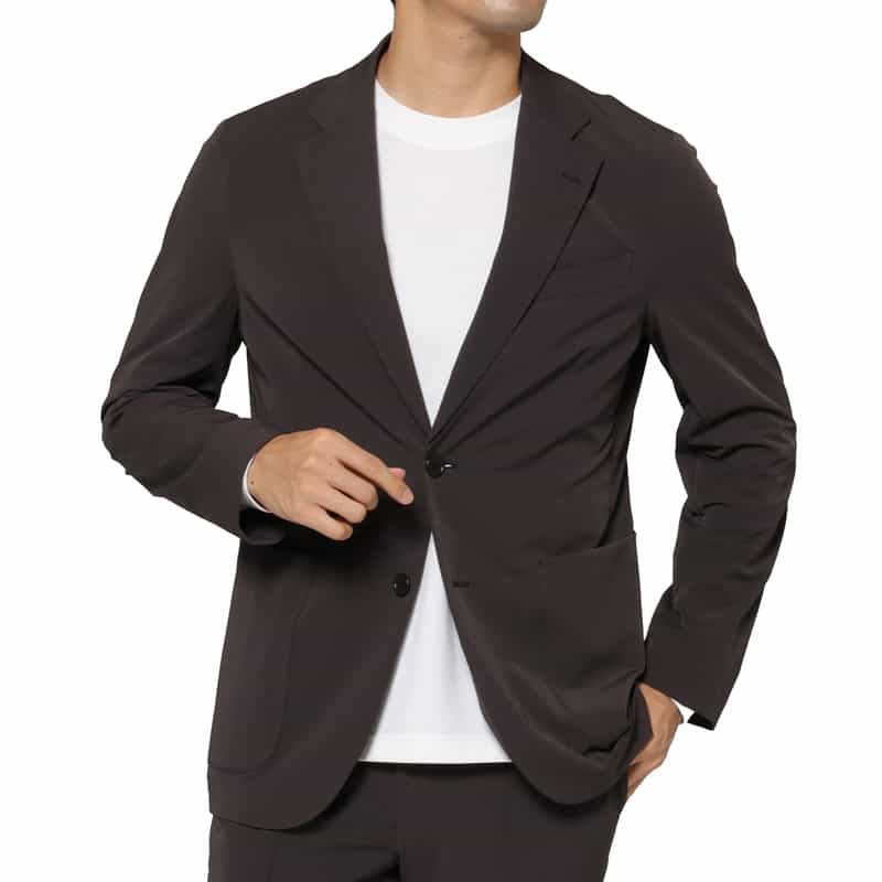 BARNEYS NEW YORK セットアップ ストレッチ素材シングルジャケット BROWN