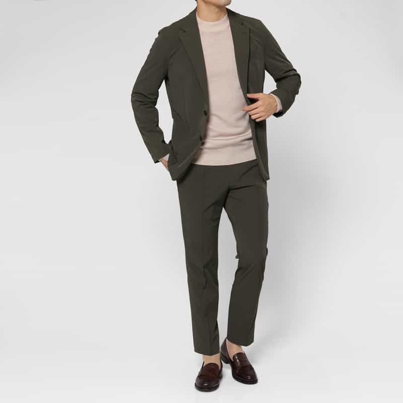 BARNEYS NEW YORK セットアップ ストレッチ素材イージーパンツ KHAKI
