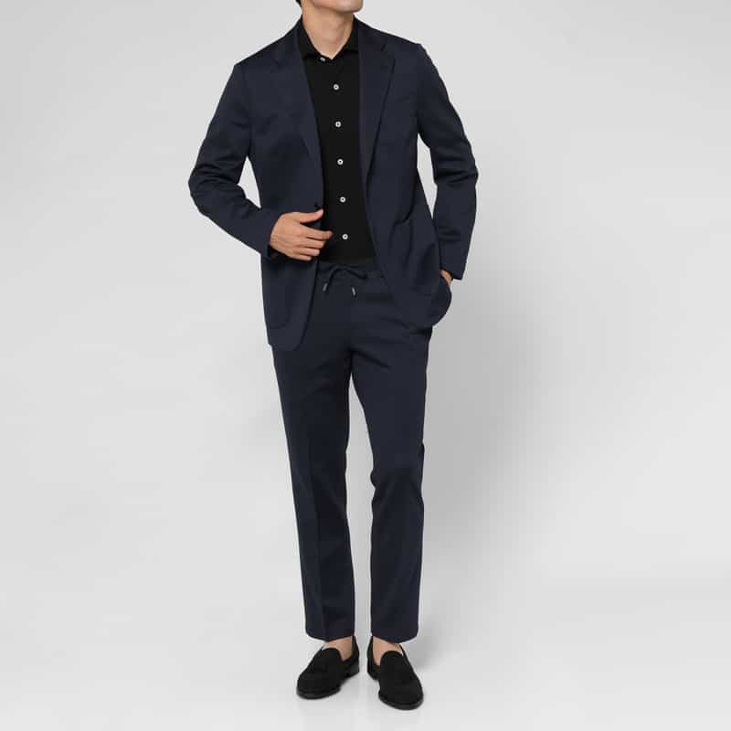 BARNEYS NEW YORK セットアップ メッシュストレッチ素材シングルジャケット NAVY