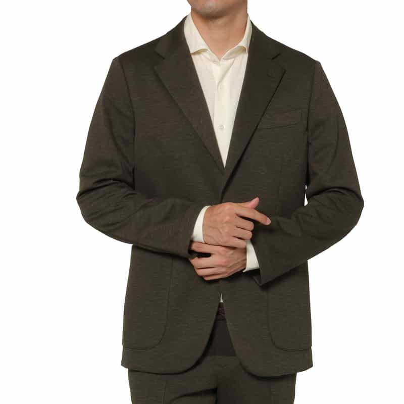 BARNEYS NEW YORK セットアップ メッシュストレッチ素材シングルジャケット BROWN