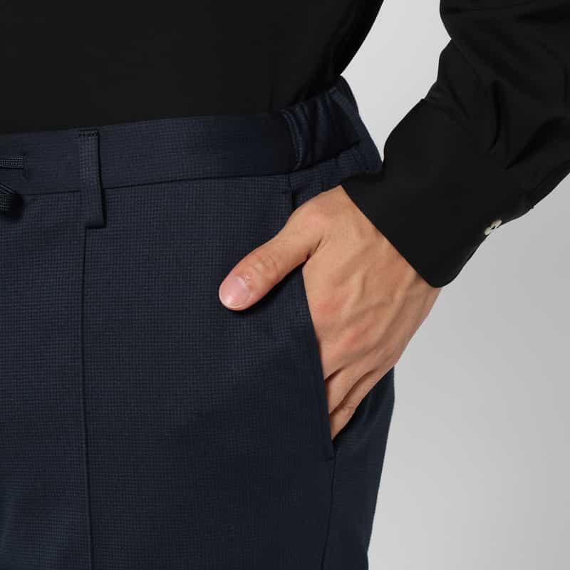 BARNEYS NEW YORK セットアップ メッシュストレッチ素材ストレートパンツ NAVY
