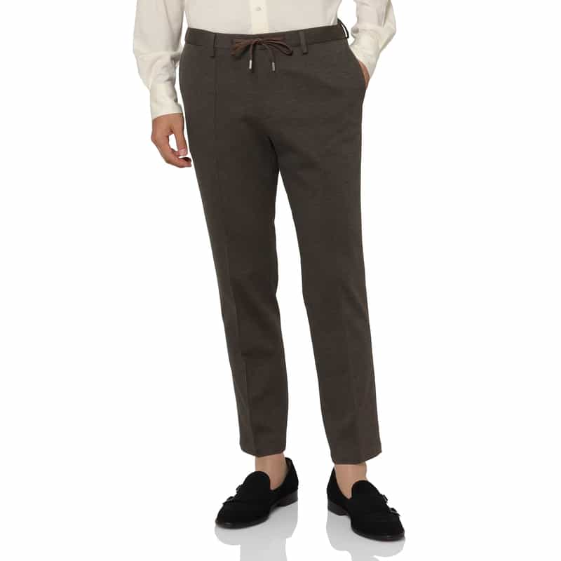 BARNEYS NEW YORK セットアップ メッシュストレッチ素材ストレートパンツ BROWN