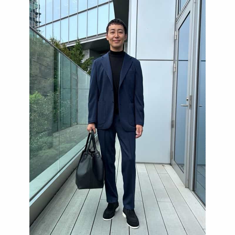 BARNEYS NEW YORK セットアップ Super120sウール素材ポンチシングルジャケット（REDA ACTIVE使用） BLUE