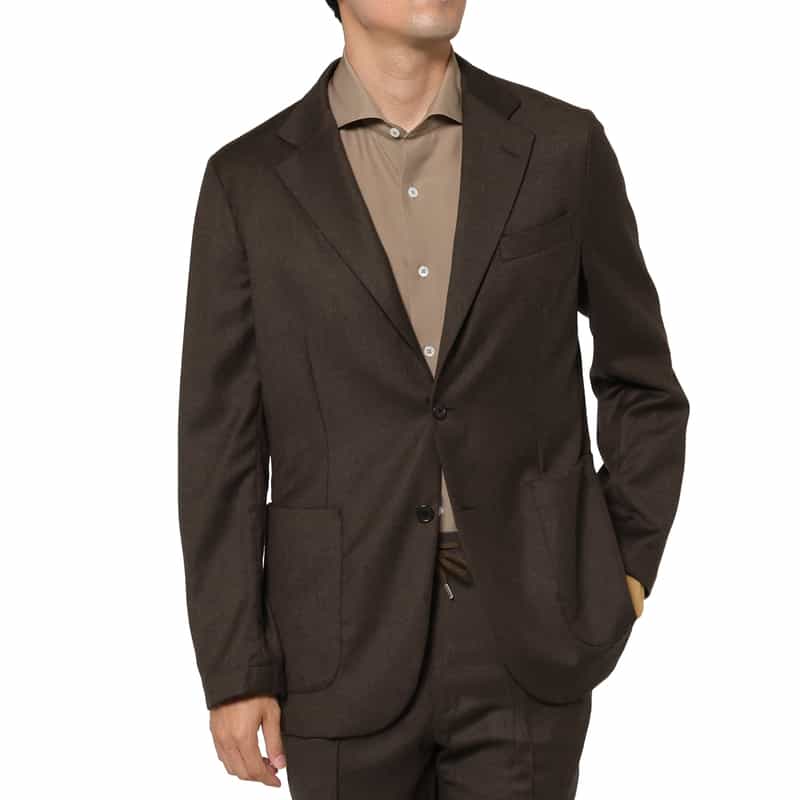 BARNEYS NEW YORK セットアップ フランネル素材シングルジャケット（REDA社製生地使用） BROWN