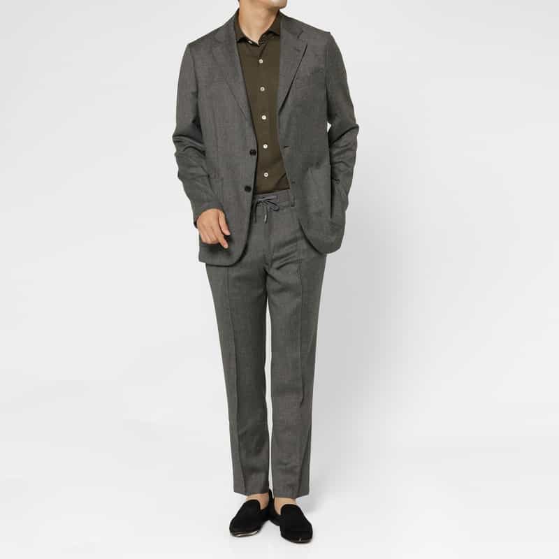 BARNEYS NEW YORK セットアップ フランネル素材ストレッチパンツ（REDA社製生地使用） GRAY
