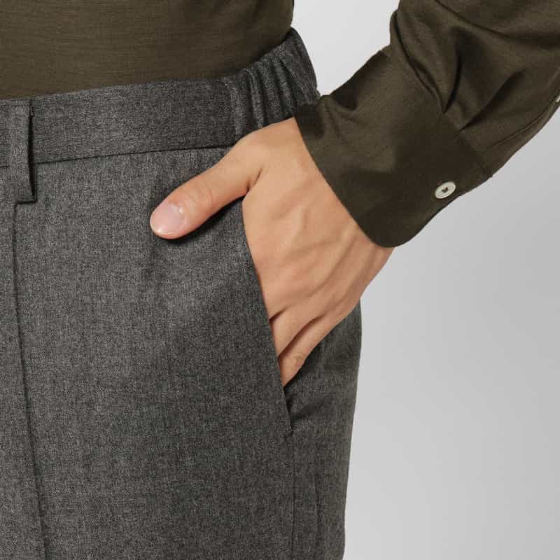 BARNEYS NEW YORK セットアップ フランネル素材ストレッチパンツ（REDA社製生地使用） GRAY