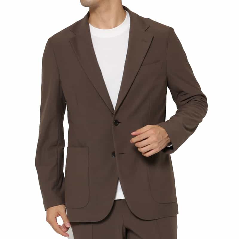 BARNEYS NEW YORK セットアップ スエードジャージー素材シングルジャケット BROWN