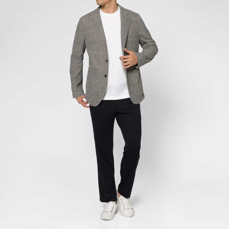BARNEYS NEW YORK グレンチェック柄ジャージージャケット BLUE