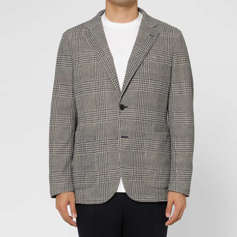 BARNEYS NEW YORK グレンチェック柄ジャージージャケット BLUE