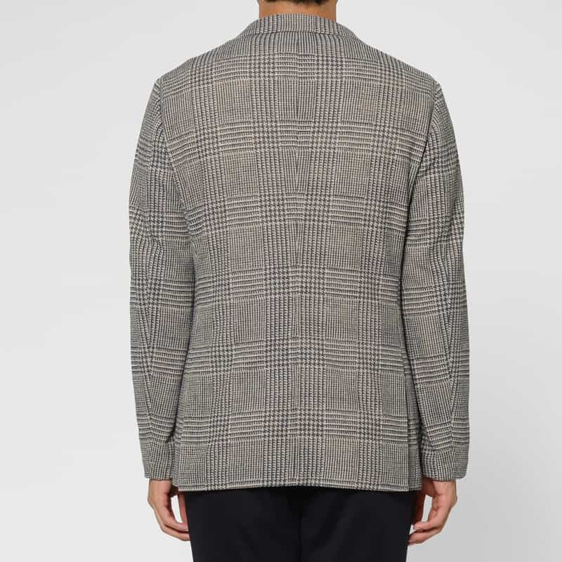 BARNEYS NEW YORK グレンチェック柄ジャージージャケット BLUE