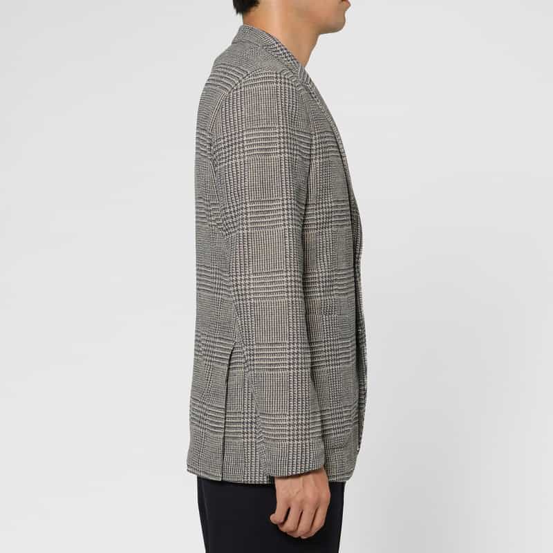 BARNEYS NEW YORK グレンチェック柄ジャージージャケット BLUE