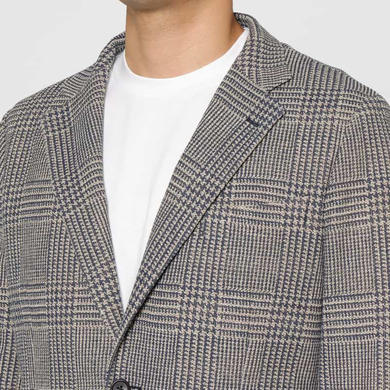 BARNEYS NEW YORK グレンチェック柄ジャージージャケット BLUE