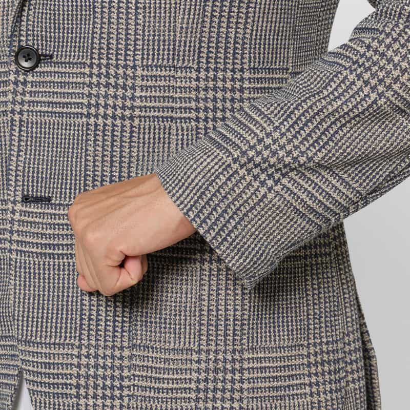 BARNEYS NEW YORK グレンチェック柄ジャージージャケット BLUE