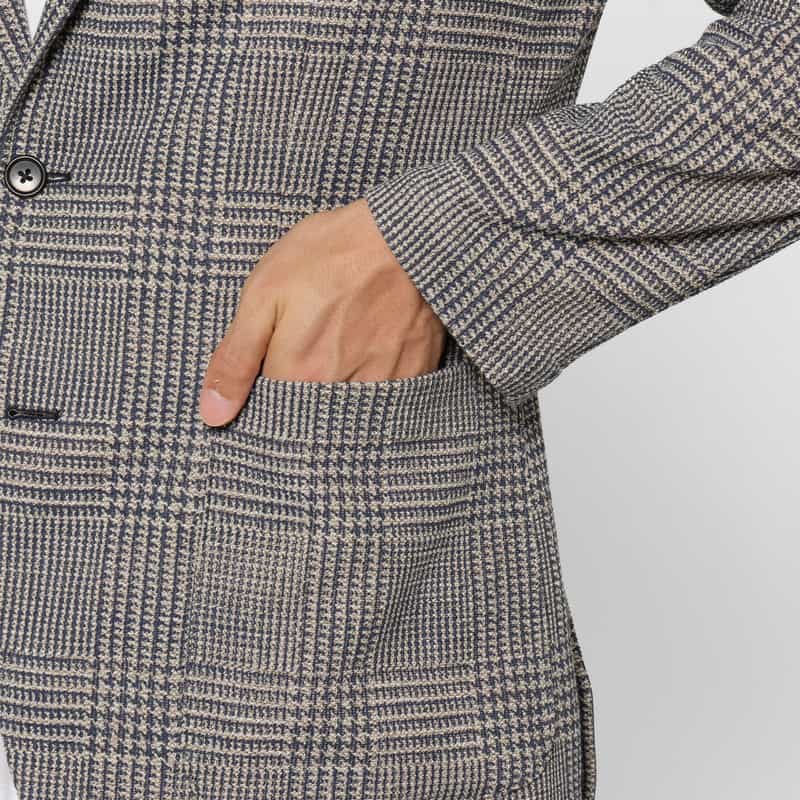 BARNEYS NEW YORK グレンチェック柄ジャージージャケット BLUE