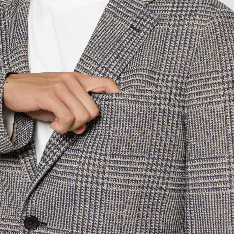 BARNEYS NEW YORK グレンチェック柄ジャージージャケット BLUE