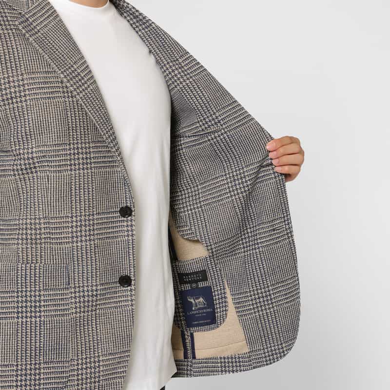 BARNEYS NEW YORK グレンチェック柄ジャージージャケット BLUE