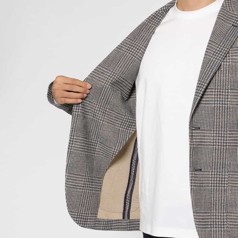 BARNEYS NEW YORK グレンチェック柄ジャージージャケット BLUE