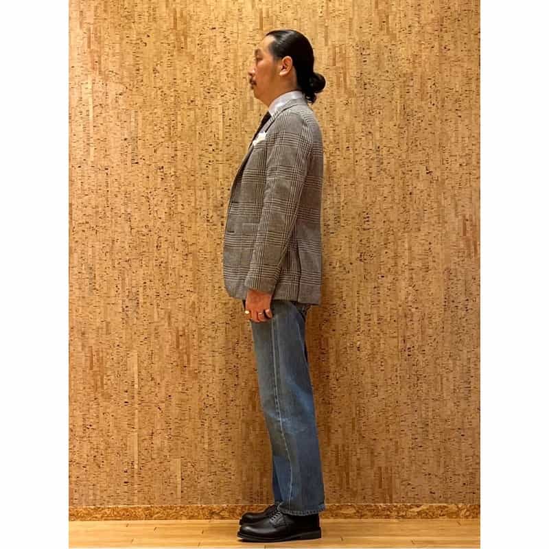 BARNEYS NEW YORK グレンチェック柄ジャージージャケット BLUE