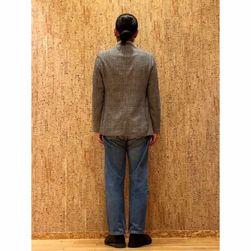 BARNEYS NEW YORK グレンチェック柄ジャージージャケット BLUE