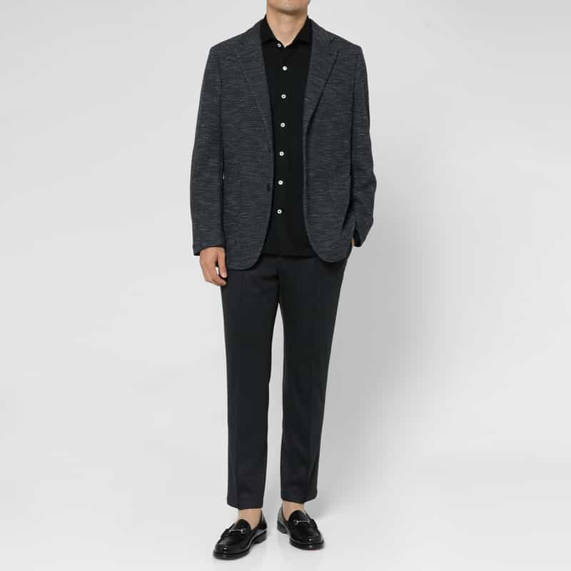 BARNEYS NEW YORK ジャージー素材カジュアルシングルジャケット NAVY