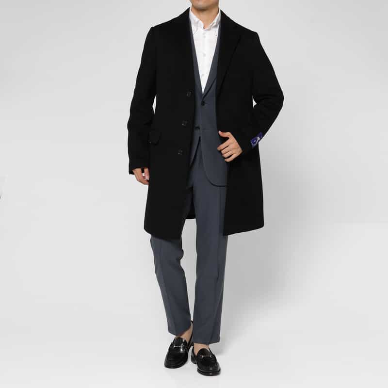 BARNEYS NEW YORK カシミヤ100％チェスターコート BLACK