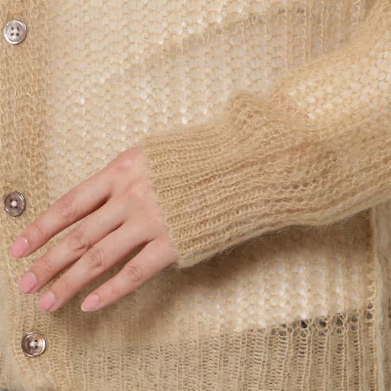HYKE HYKE ＜ハイク＞ シアー ニットカーディガン BEIGE