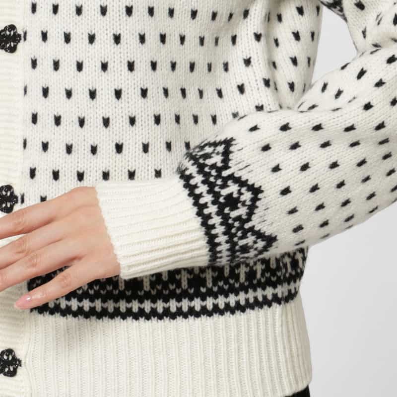 HYKE HYKE ＜ハイク＞ ノルディック柄ニットカーディガン IVORY