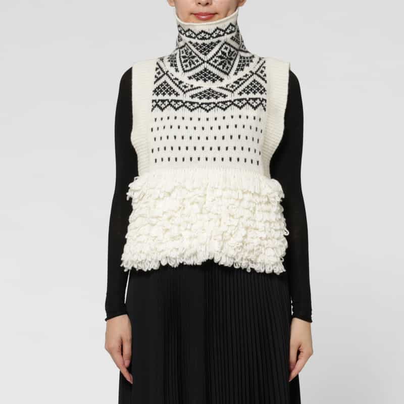 HYKE HYKE ＜ハイク＞ ノルディック柄ニットベスト IVORY