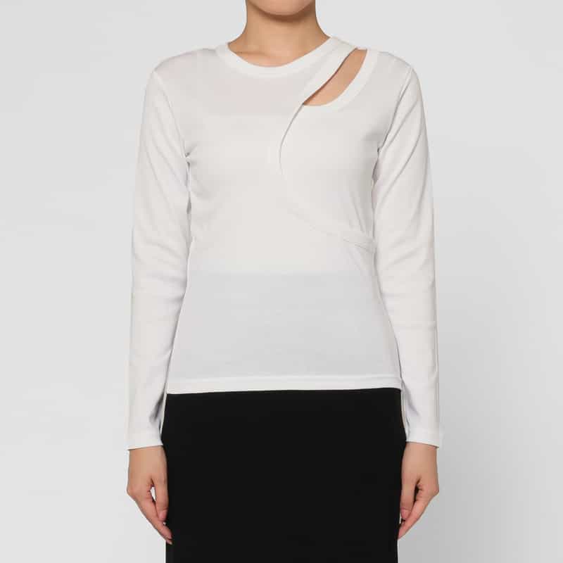 HYKE HYKE ＜ハイク＞ レイヤードデザイン ロングスリーブカットソー WHITE
