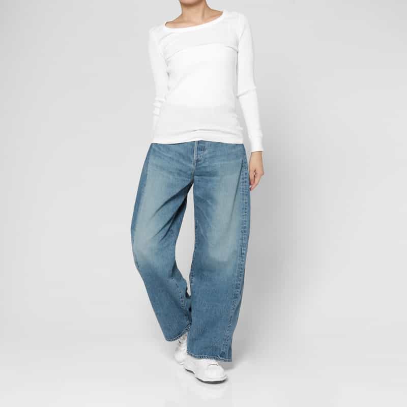 HYKE HYKE ＜ハイク＞ バレルレッグデニムパンツ BLUE