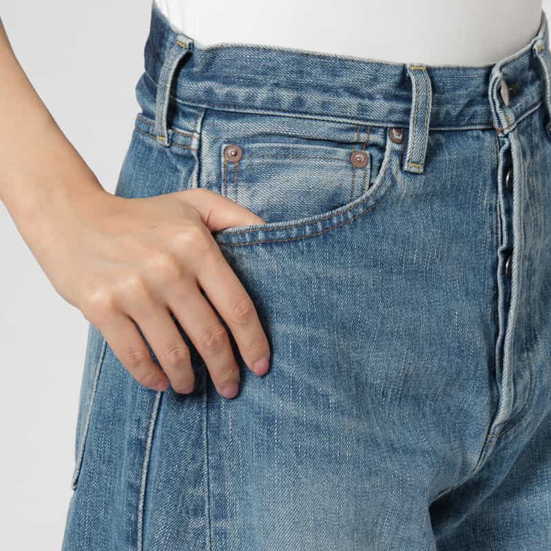 HYKE HYKE ＜ハイク＞ バレルレッグデニムパンツ BLUE