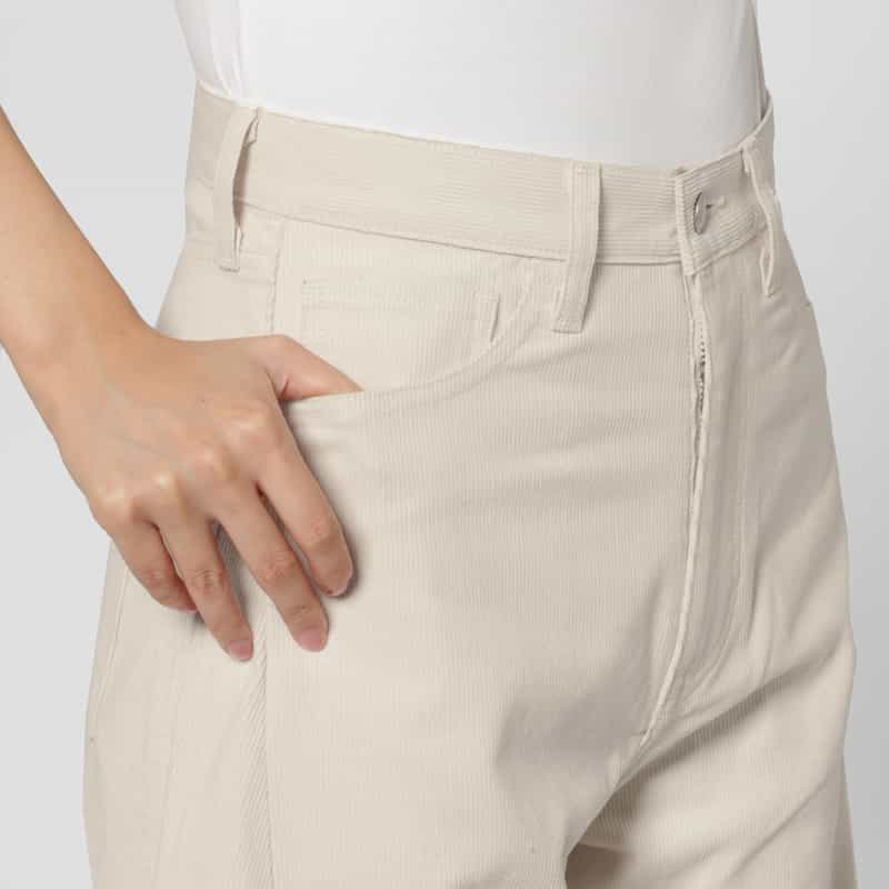 HYKE HYKE ＜ハイク＞ コーデュロイ バレルレッグパンツ IVORY